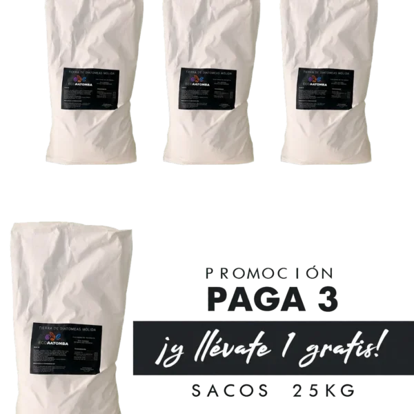 Promo 3+1 Sacos 20/25kg  Tierra diatomeas